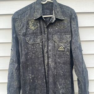 Affliction Live Fast Long Sleeve Button-Up Pocket Front Shirt Mens  XL Bleach